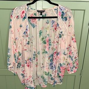Express Pink and Blue Floral Duster